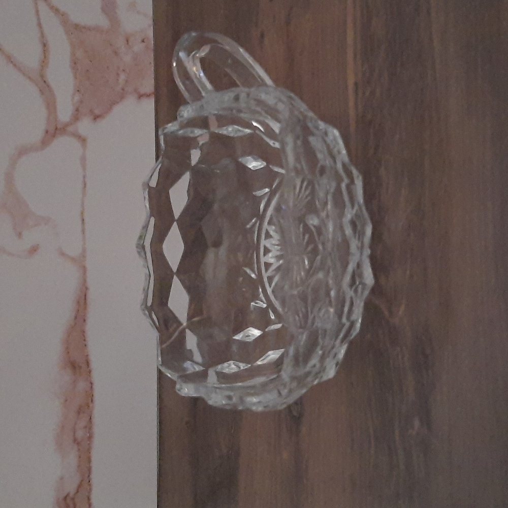 Vintage Fostoria American Pattern Crystal Square Handled Bowl